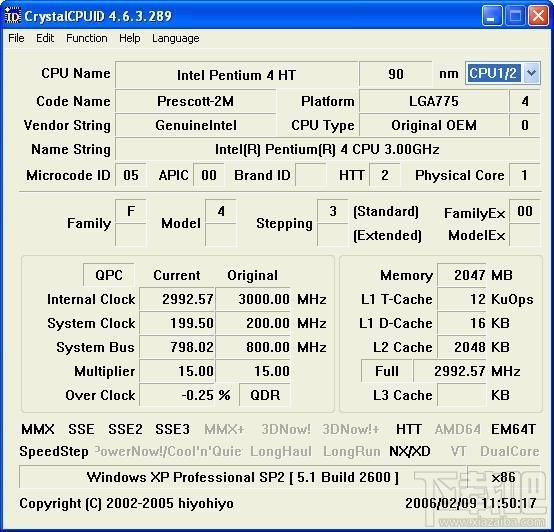 CrystalCPUID,CPU检测工具